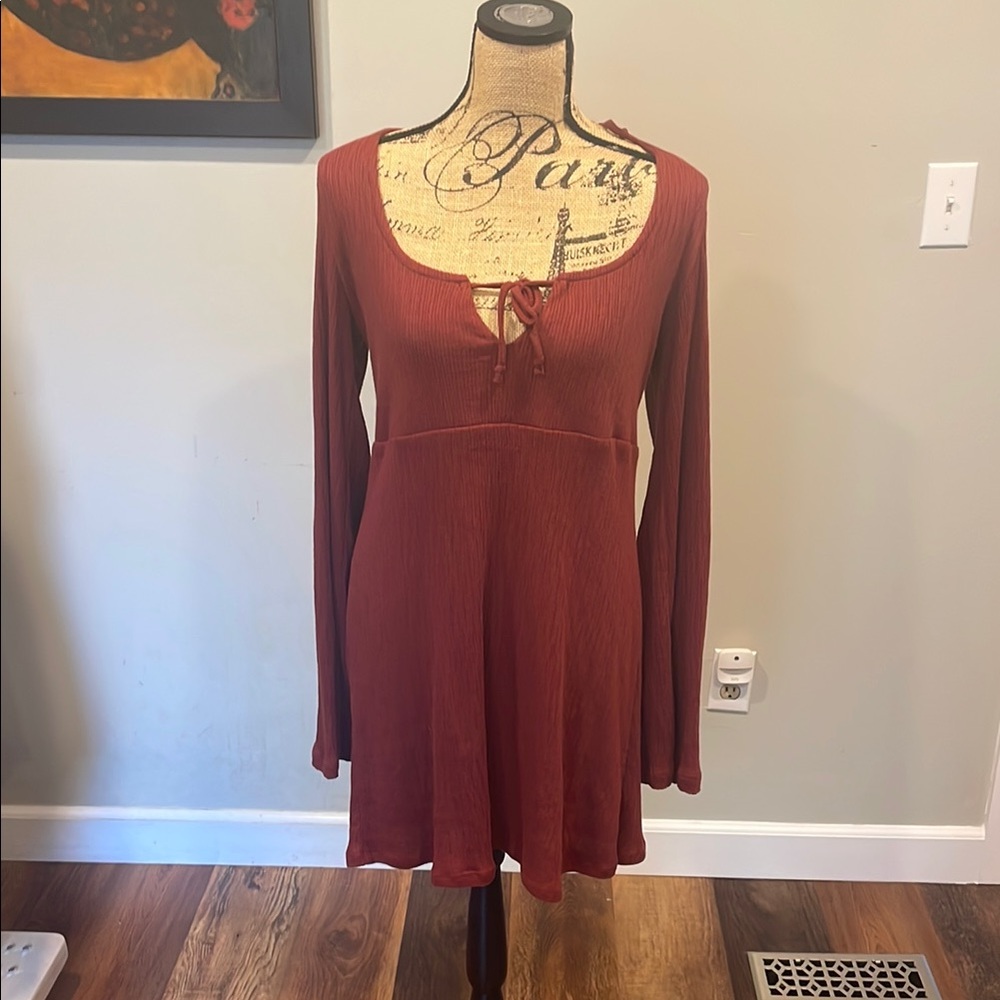 Rust Long Sleeve FP beach Dress